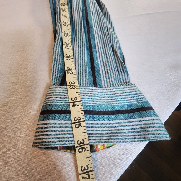 Robert Graham Men's Aqua Vertical Stripe Long Sleeve Shirt With Cuff Accents XXL - Picture 8 of 12